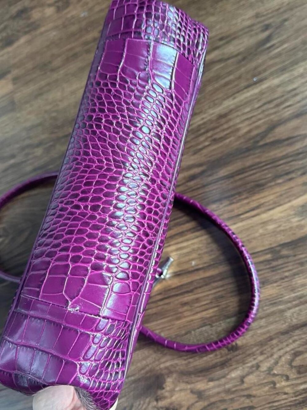 Longchamp Purple Croc Shoulder Bag - Picture 4 of 4